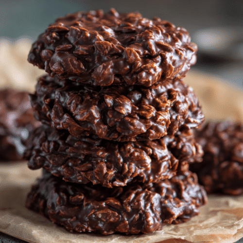 calories in no bake cookies stacked