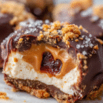 Date Snickers dessert with chocolate and peanuts