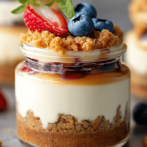 High protein cheesecake jar
