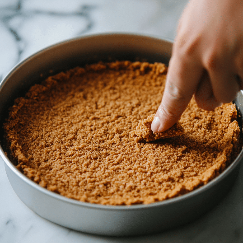 pressing crust for no bake mango cheesecake