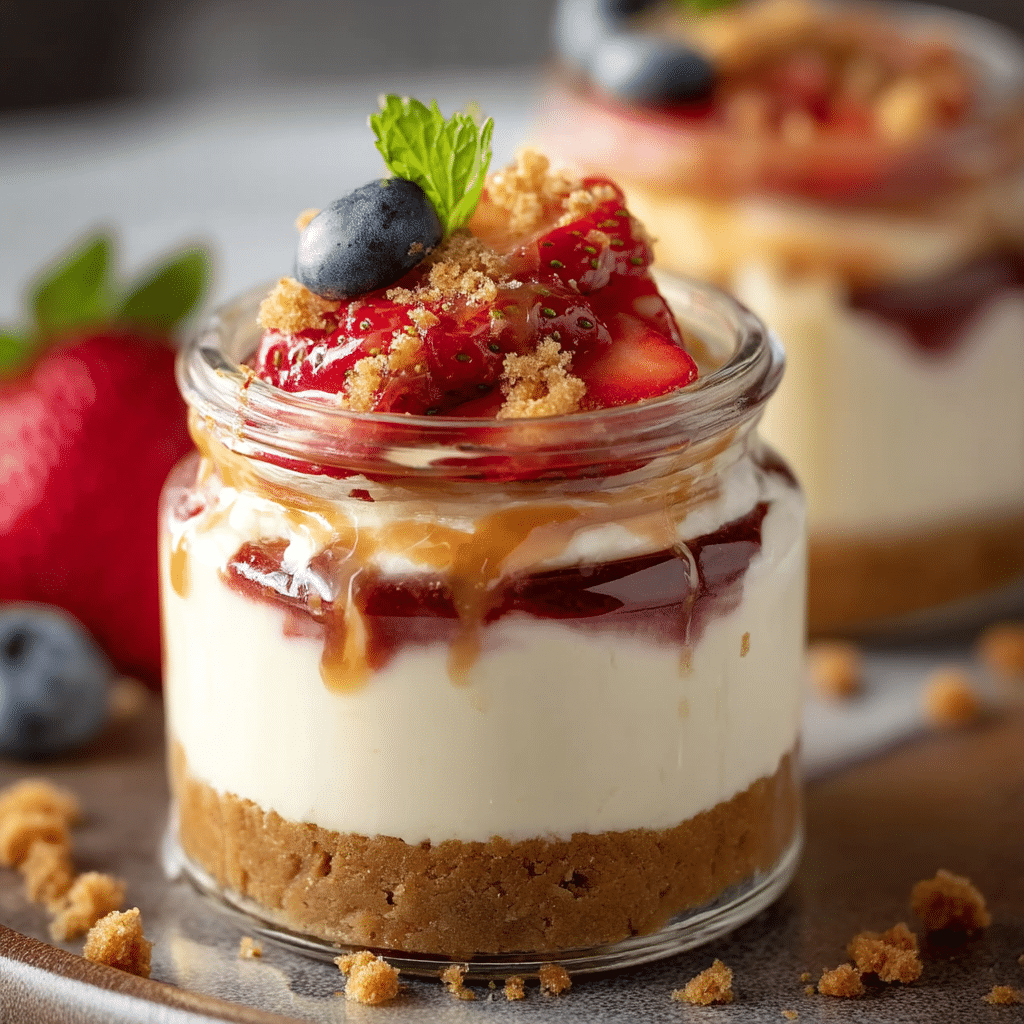 High protein cheesecake jar served as dessert