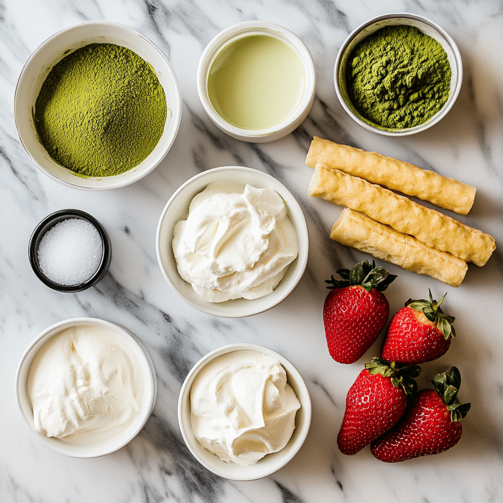 strawberry matcha tiramisu ingredients