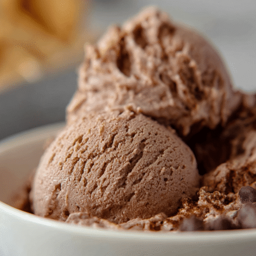 3 ingredient ice cream chocolate in rustic bowl