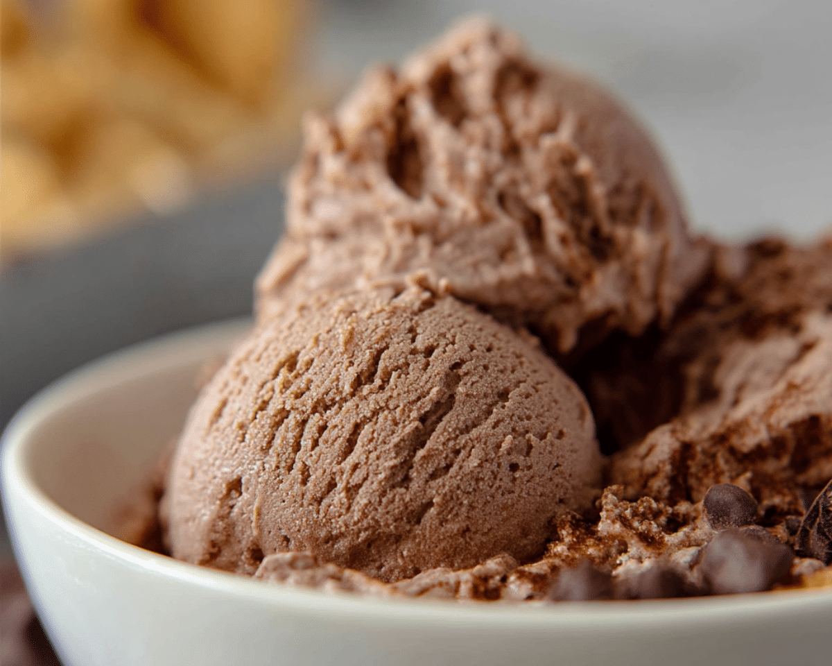 3 ingredient ice cream chocolate in rustic bowl