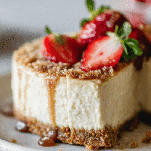 No-bake cottage cheese cheesecake topped with berries