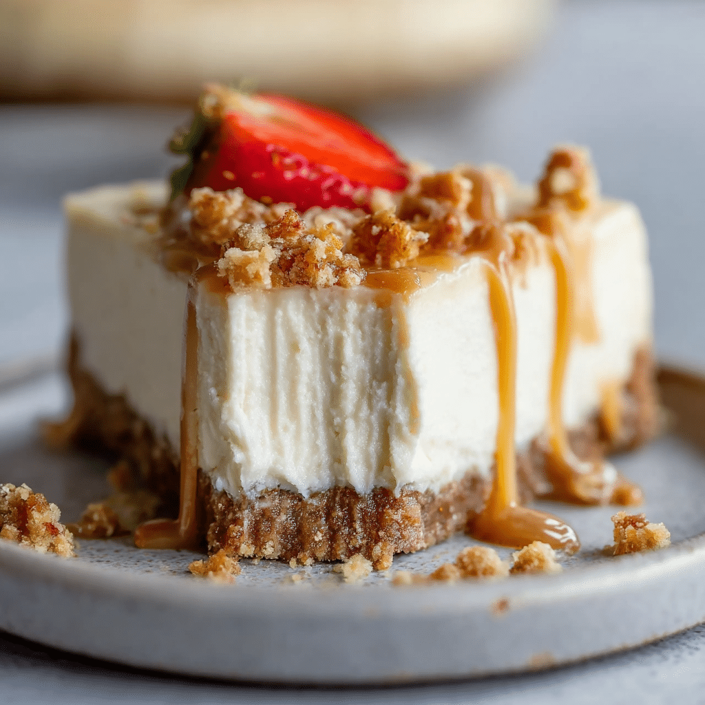 Slice of no-bake cottage cheese cheesecake