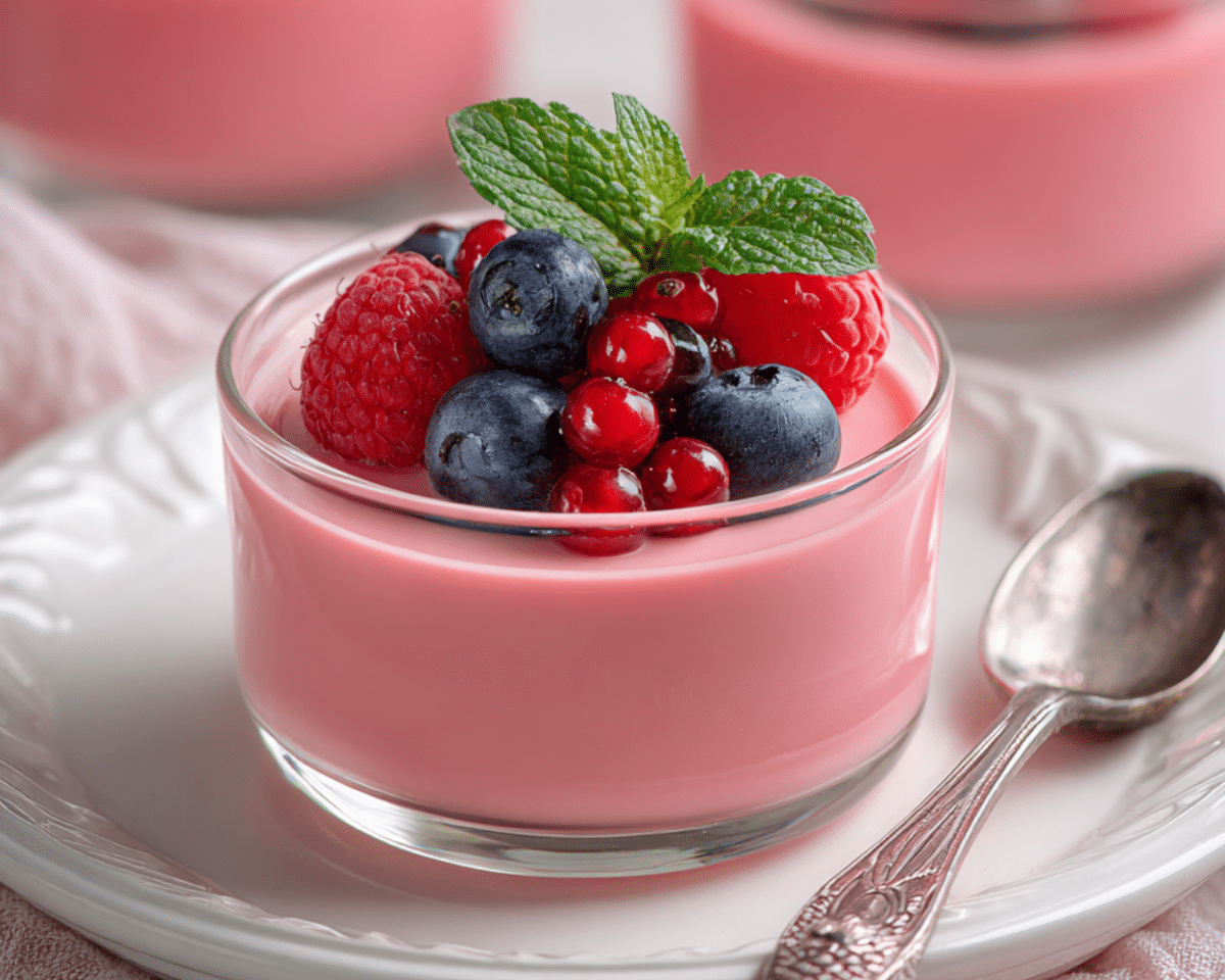 Yogurt Jello Dessert in Glass Dish