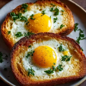 Air fryer egg and cheese toast topped with herbs on a plate