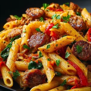 Delicious plate of Cajun Sausage Pasta with vibrant colors and herbs