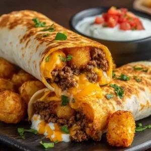 Delicious cheesy potato burritos served on a plate.