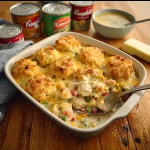 Homemade Chicken Casserole with vegetables and cheese