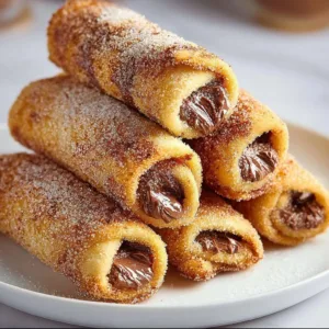 Delicious French Toast Rolls served on a plate with syrup and berries