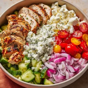 Delicious Greek Chicken Bowls with fresh ingredients and vibrant toppings