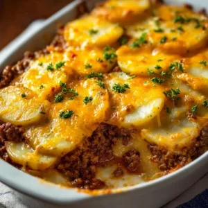Delicious Hobo Casserole featuring ground beef and fresh vegetables