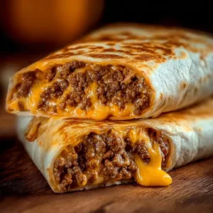 Easy and delicious grilled cheese burrito with melted cheese and warm tortilla