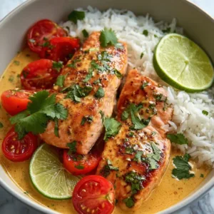 One-Pan Coconut Curry Salmon with Garlic Butter served on a plate