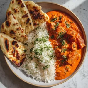Delicious homemade butter chicken served with rice