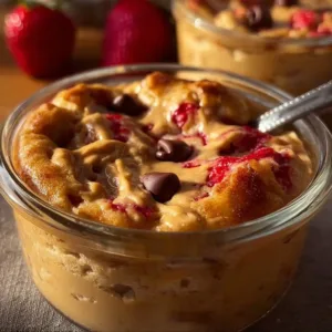 Single serving fluffy baked protein pancake bowls topped with fruits