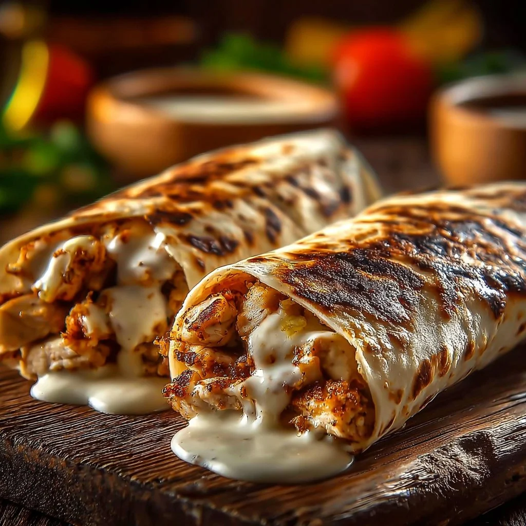 Home 4 Cheesy Garlic Chicken Wraps