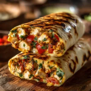 Delicious Chipotle Ranch Grilled Chicken Burrito with toppings