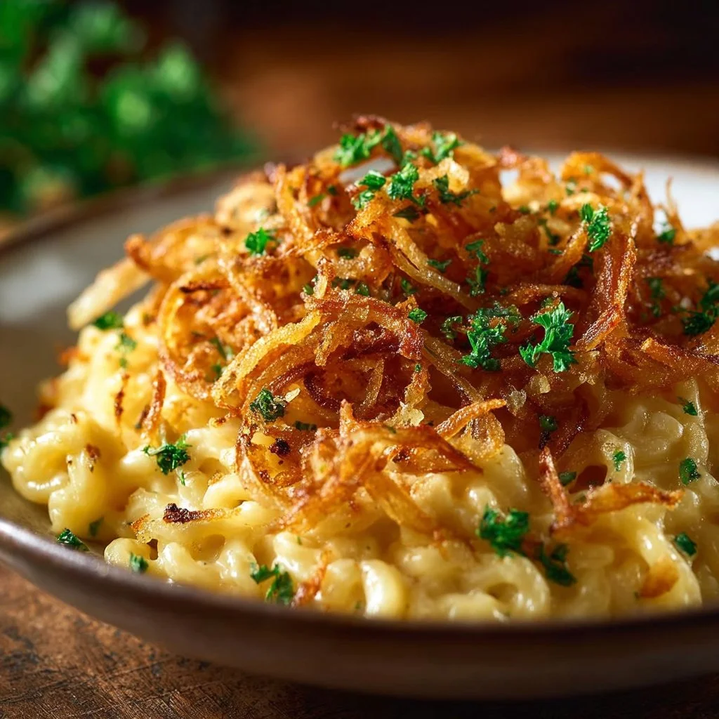 Home 2 French Onion Chicken Orzo Casserole