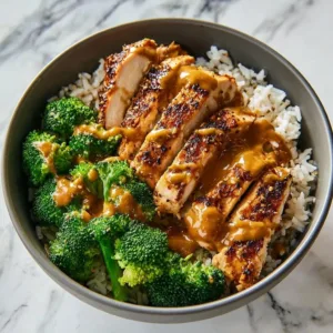 Sticky Chicken Rice Bowls 2 Sticky Chicken Rice Bowl topped with vibrant herbs and vegetables