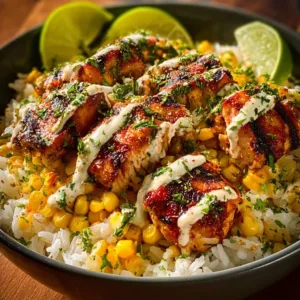 Deliciously prepared Street Corn Chicken Bowl with vibrant toppings