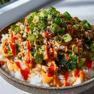 Bang Bang Ground Turkey Rice Bowls 2 Bang Bang Ground Turkey Rice Bowls with vibrant vegetables