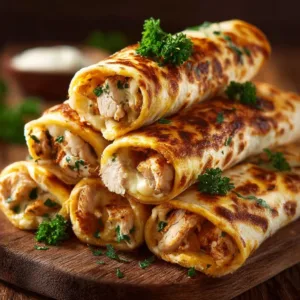 Delicious Cheesy Garlic Chicken Wraps served on a plate