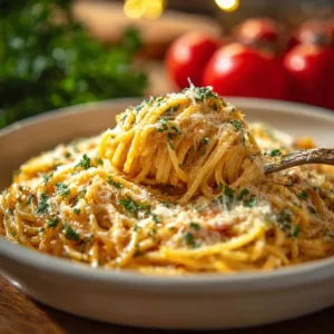 Delicious Chicken Spaghetti Casserole served in a baking dish