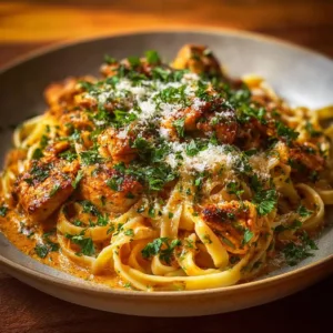 Delicious Cowboy Butter Chicken Pasta served in a bowl