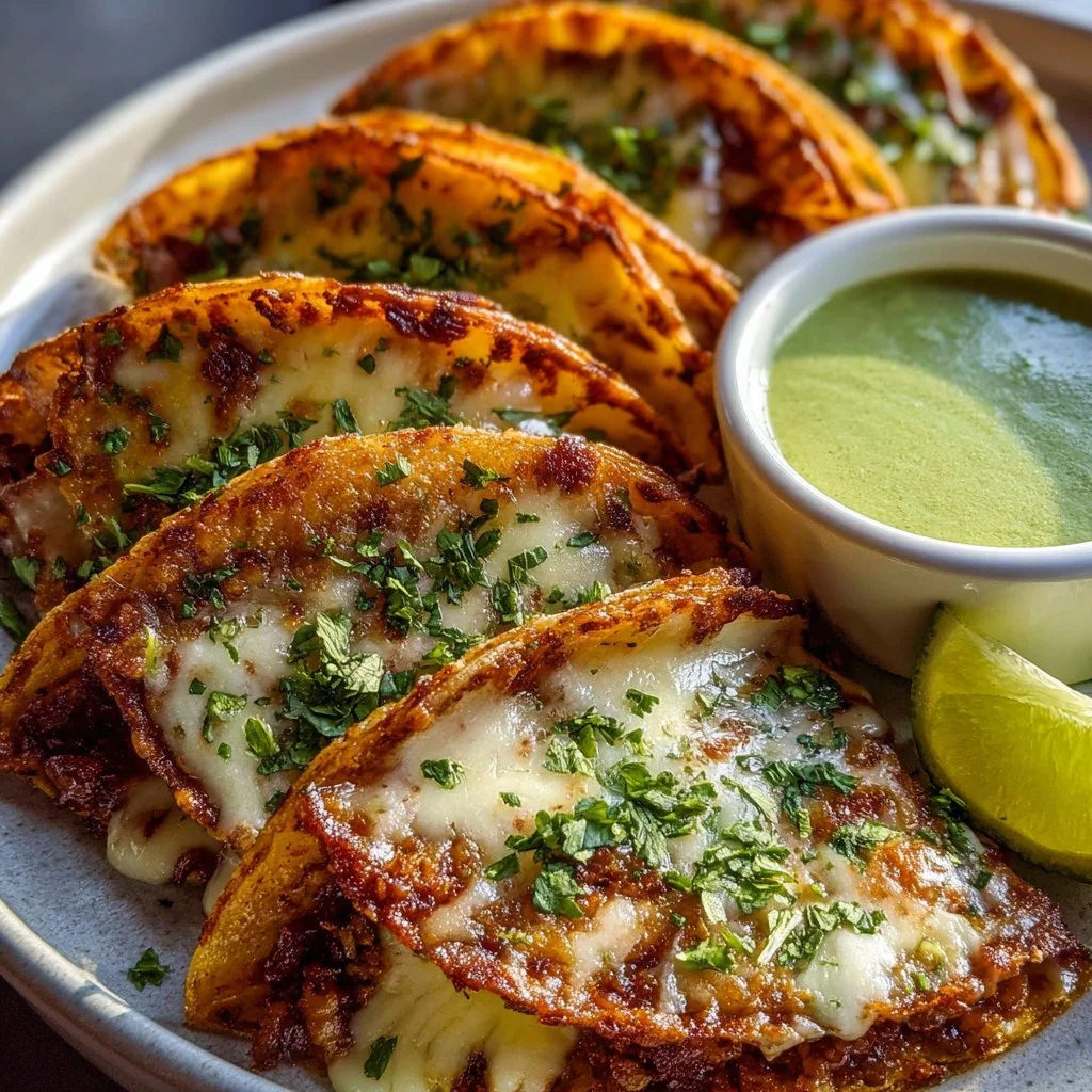 Crispy ground beef tacos served with fresh toppings and garnishes.