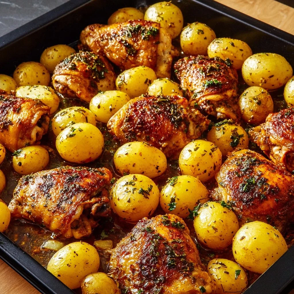 Oven Baked Chicken Thighs and Potatoes