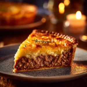 Southern Style Cheeseburger Pie 2 Southern Style Cheeseburger Pie topped with cheese and herbs