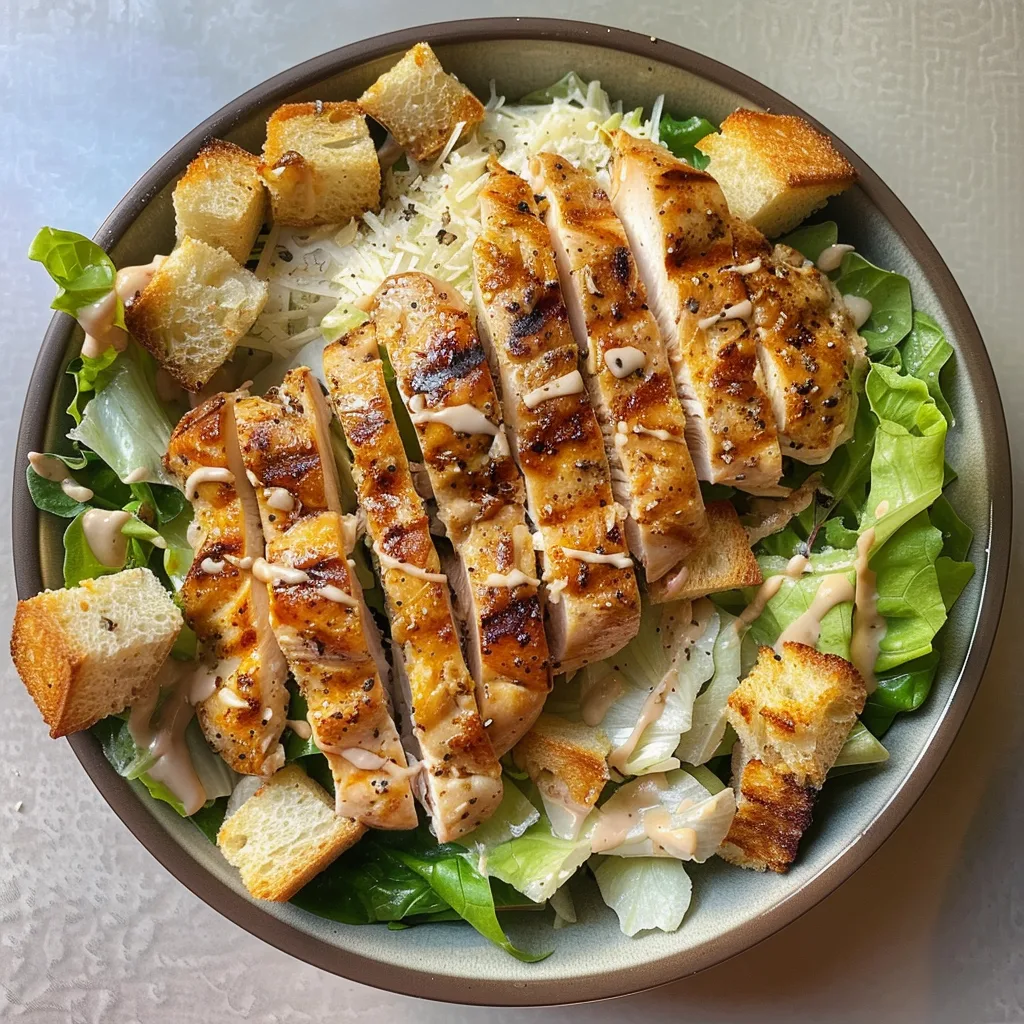 Grilled Chicken Caesar Salad with Spring Greens – Light, Fresh & Delicious!
