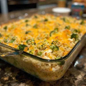 Cheesy Chicken Broccoli Rice Casserole – Easy Comfort Food Dinner!