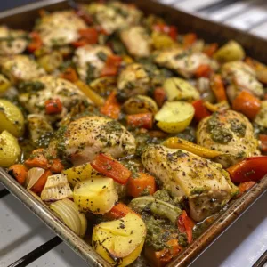 One-Pan Pesto Chicken & Veggies – Flavor-Packed & Easy Cleanup!