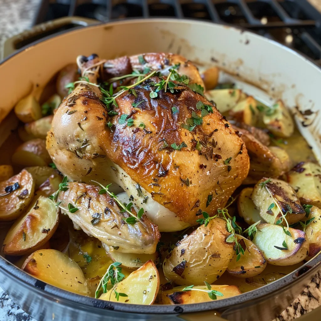 Roasted Dutch Oven Chicken with Potatoes – Juicy & Comforting!