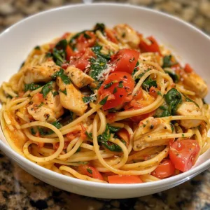 Tomato Spinach Chicken Spaghetti – Creamy, Flavor-Packed & Easy Dinner!
