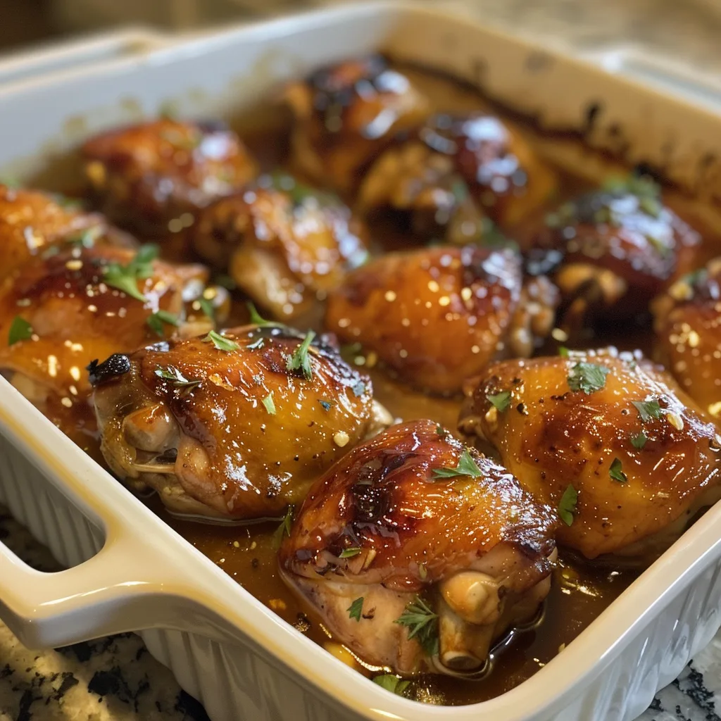 Honey Garlic Chicken Thigh Bake – Juicy, Sweet & Delicious!