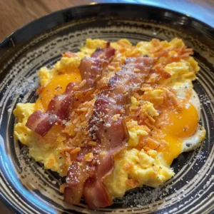 Cheesy Scrambled Eggs & Bacon – BEST