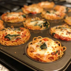 Spinach & Cheese Spaghetti Cups – HEALTHY & EASY