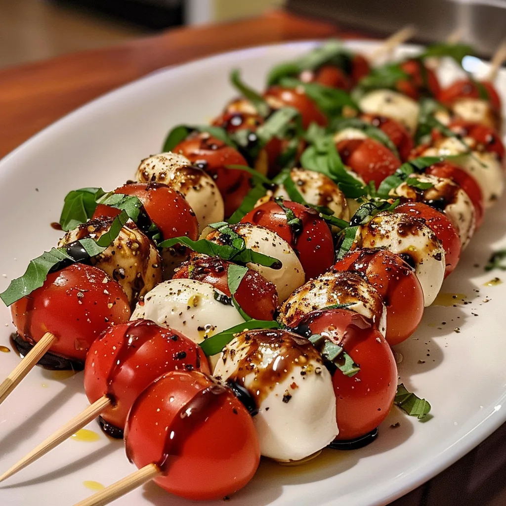 Classic Caprese Fruit Skewers (Tomato, Mozzarella, Basil) – EASY & VIRAL