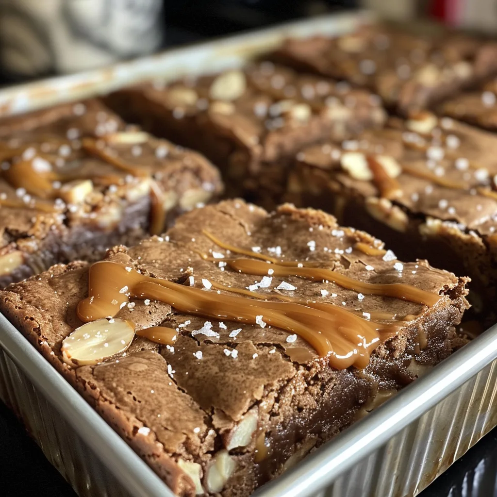 Salted Caramel Almond Blondies – EASY & VIRAL