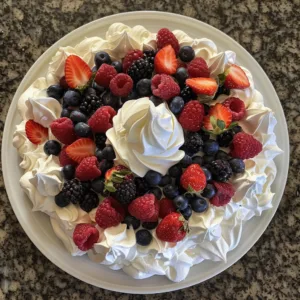 Classic Berry Pavlova (Meringue & Mixed Berries) – EASY & VIRAL