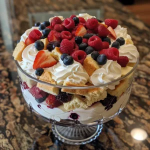Mixed Berry Cheesecake Trifle – EASY & CREAMY