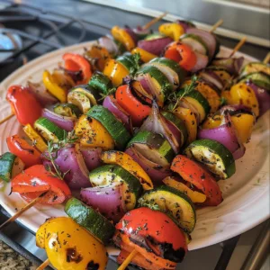 HERB Garlic Veggie Skewers – EASY & AROMATIC