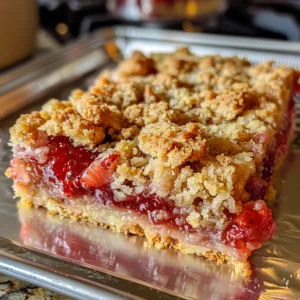 Classic Strawberry Crumble Bars – EASY & JUICY