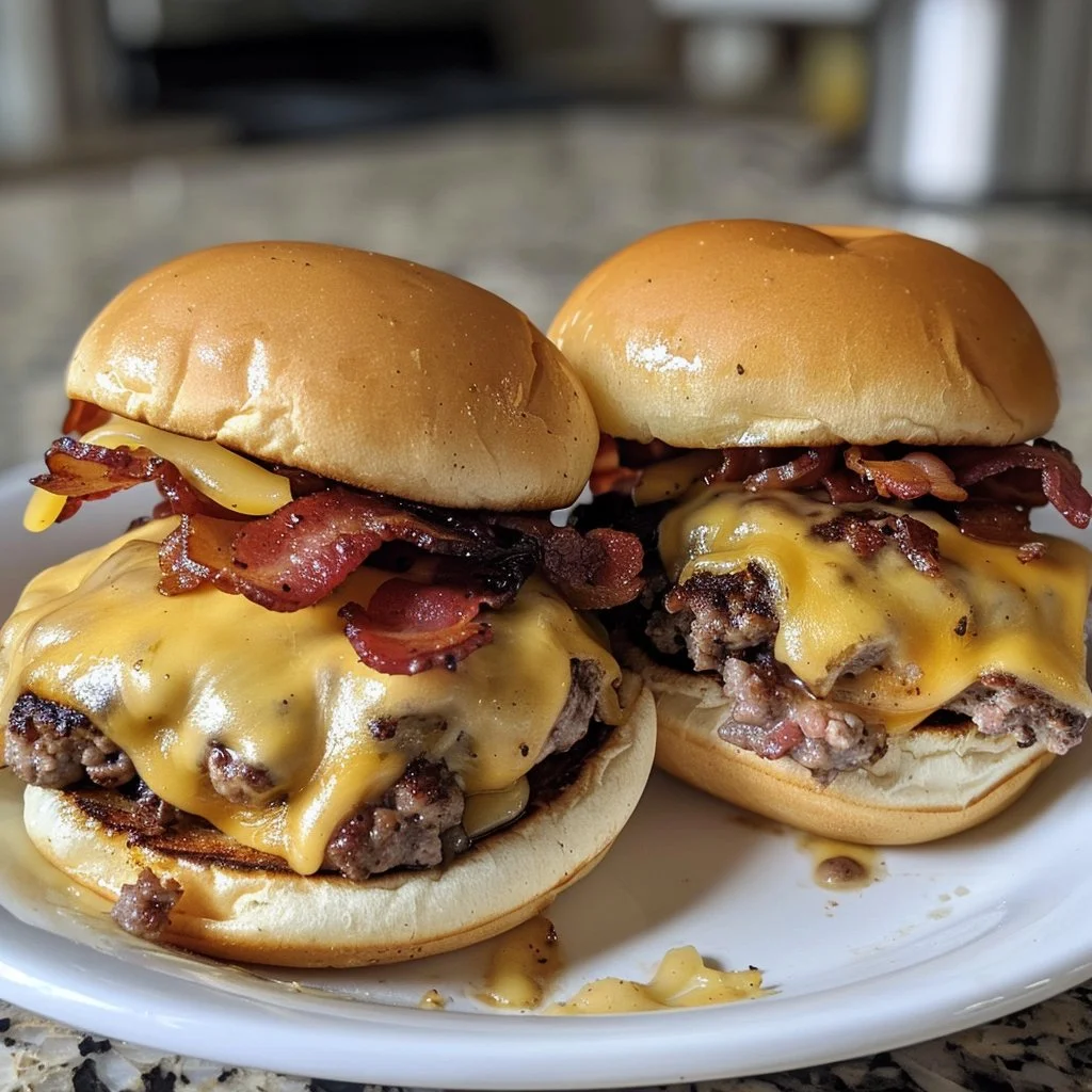 Delicious Bacon Cheeseburger Sliders on a platter, ideal for gatherings