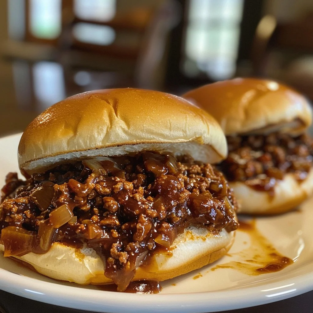 Delicious BBQ Sloppy Joes served on a plate with coleslaw.